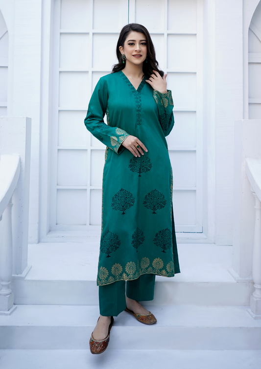 2Pc Block Printed Silk Viscose JASHAN-S25-0020