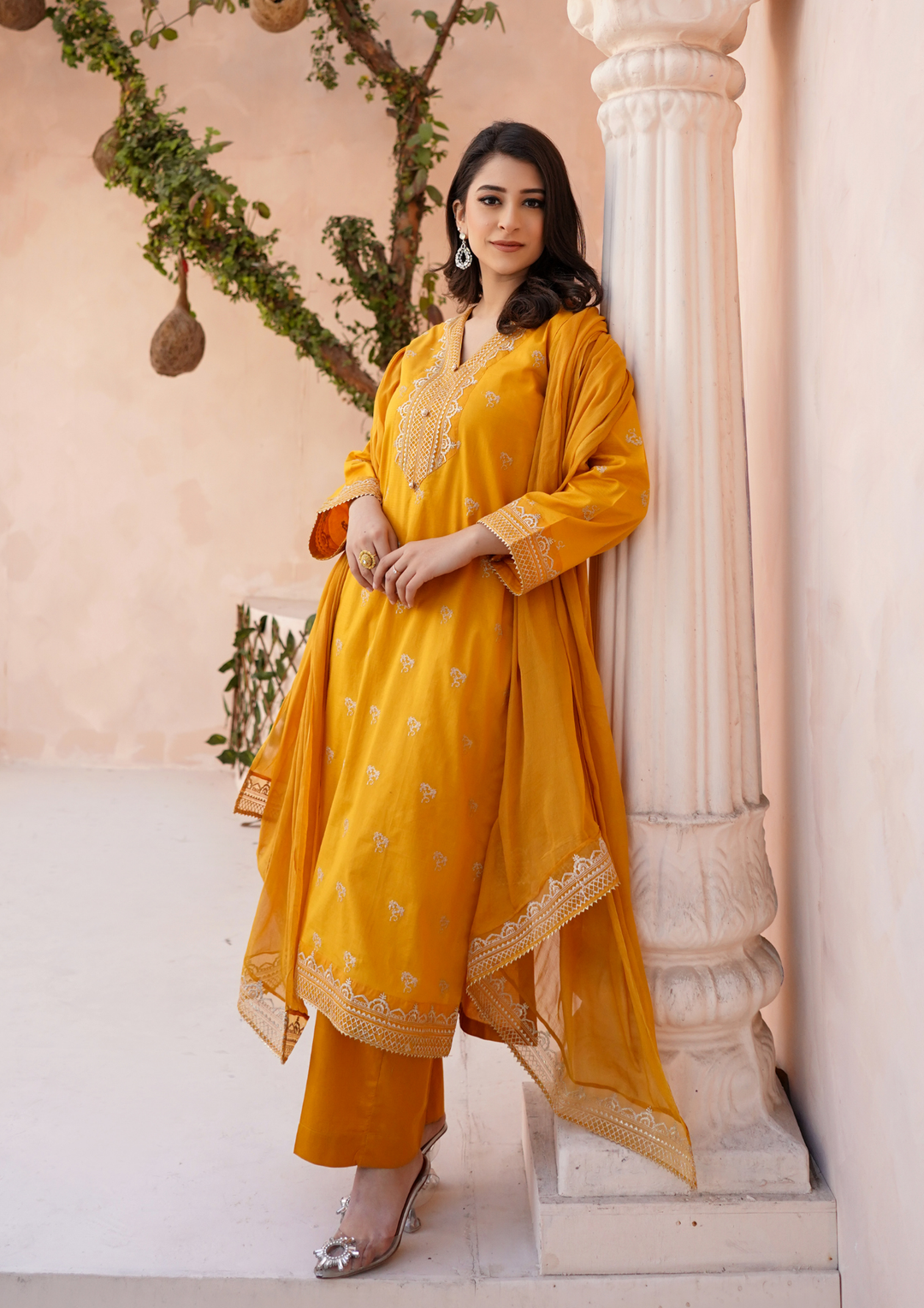 3Pc Tilla Embroidered Rib Lawn with Embroidered Border Chiffon Dupatta JASHAN-S25-0031