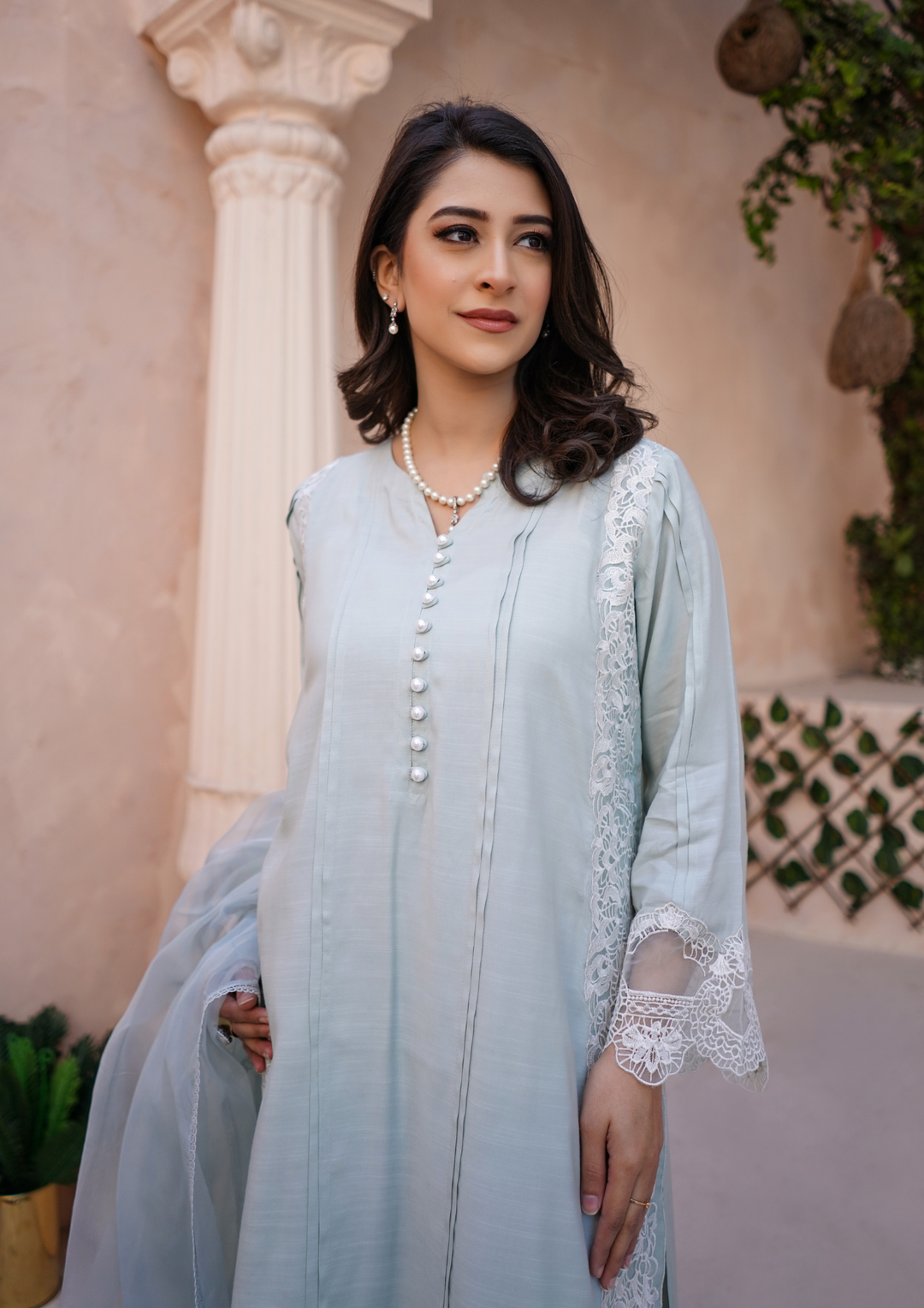 3Pc Embroidered Raw Silk with Organza Embroidered Bordered Dupatta JASHAN-S25-0033