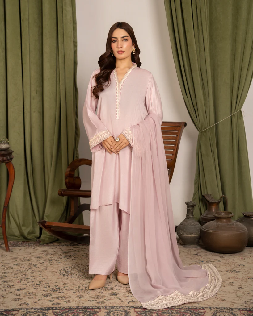 3Pc Embroidered Raw Silk with Farshi Shalwar FATAH-F25-0021