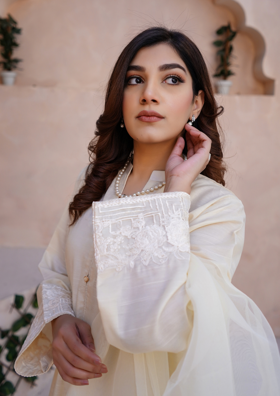 3Pc Embroidered Raw Silk with Farshi Shalwar with Organza Embroidered Bordered Dupatta JASHAN-S25-0039