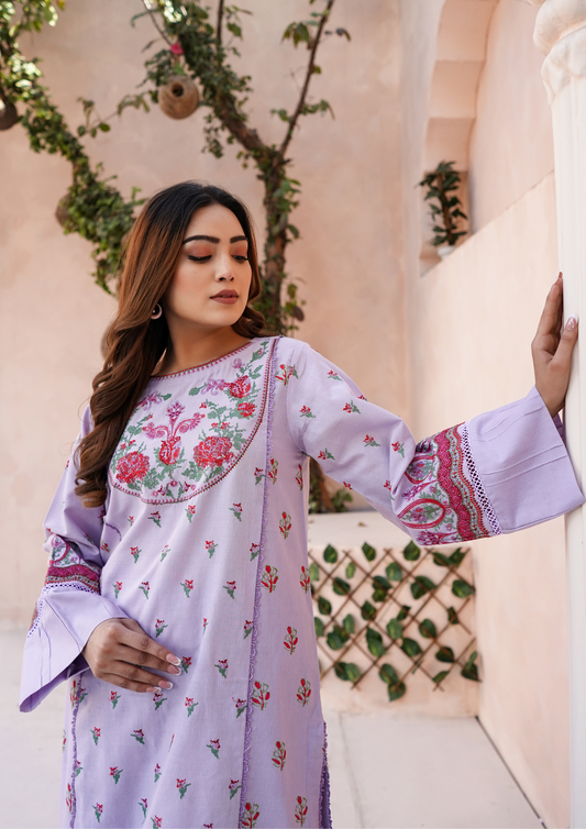 2Pc Embroidered with Block Print Rib Lawn JASHAN-S25-0045