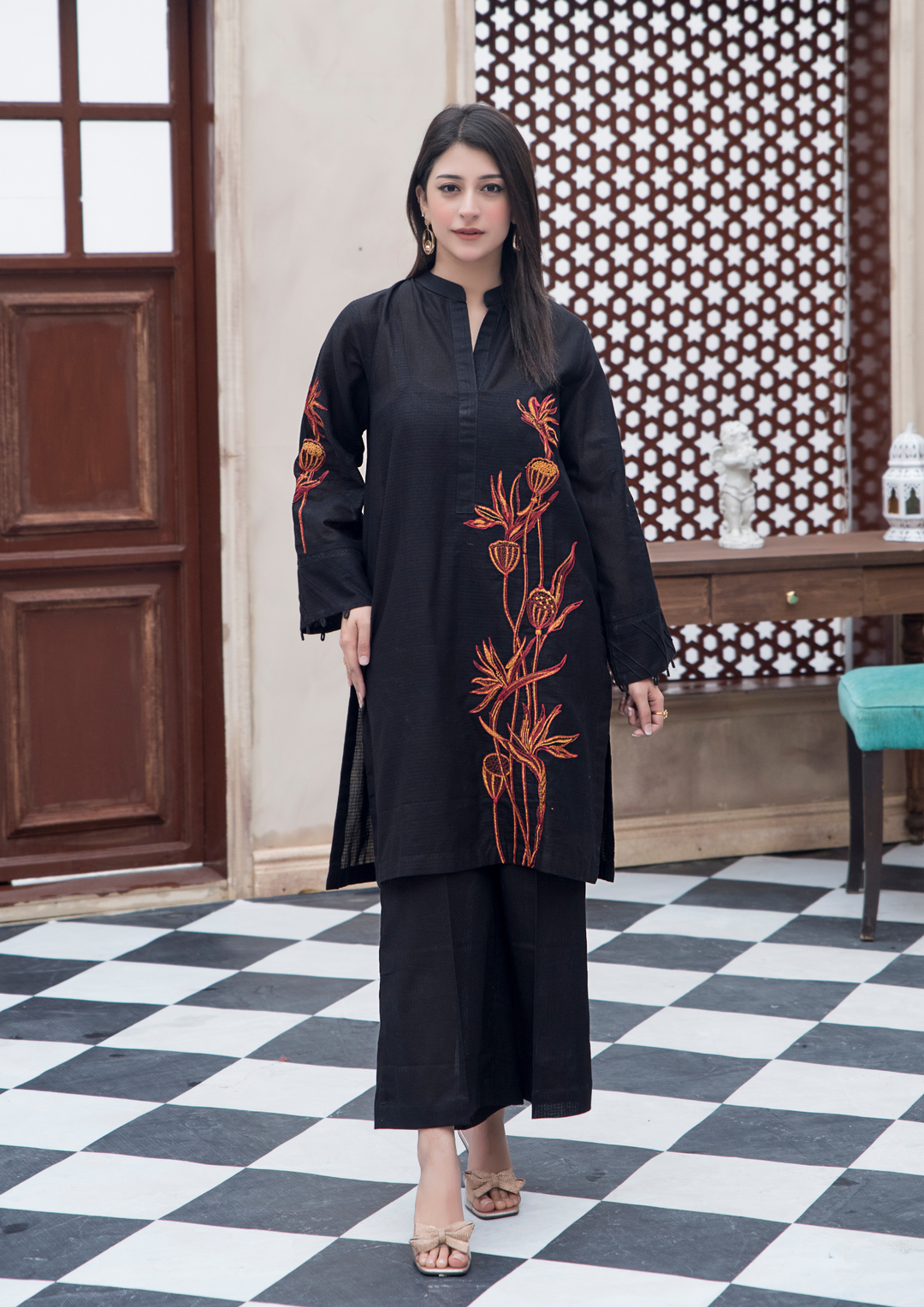 2Pc Multi Embroidered Check Lawn JASHAN-S25-0058