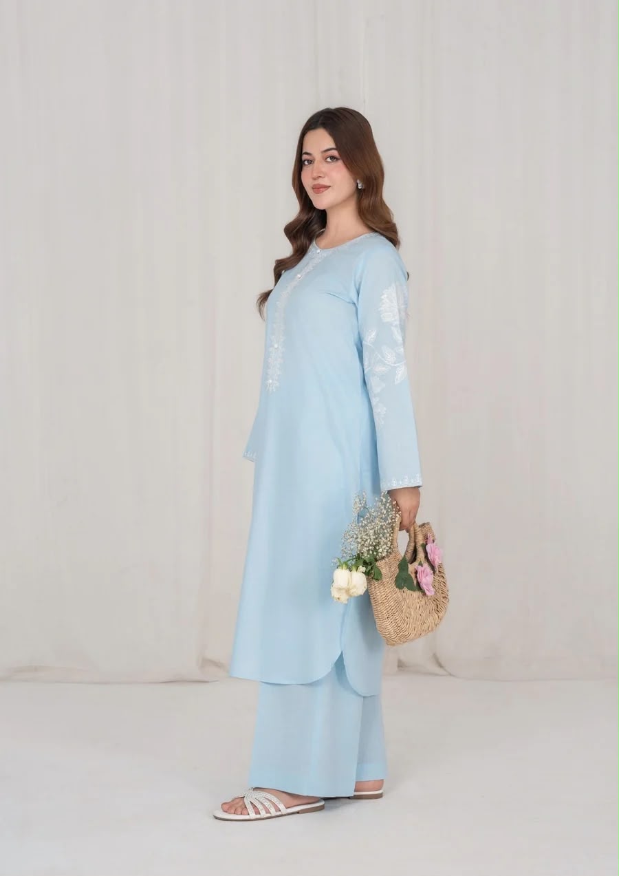 2Pc Ice Blue Embroidered Lawn RIW-R26-0019