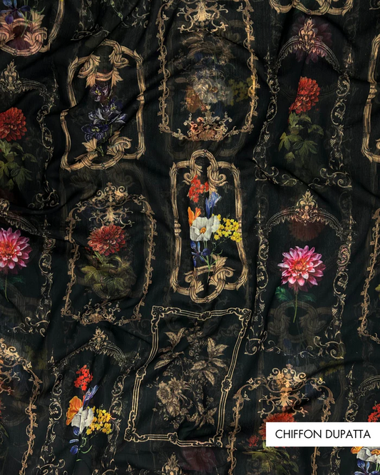 3pc Arabic Silk Lawn with Chifoon Dupatta ASCD-S25-0015