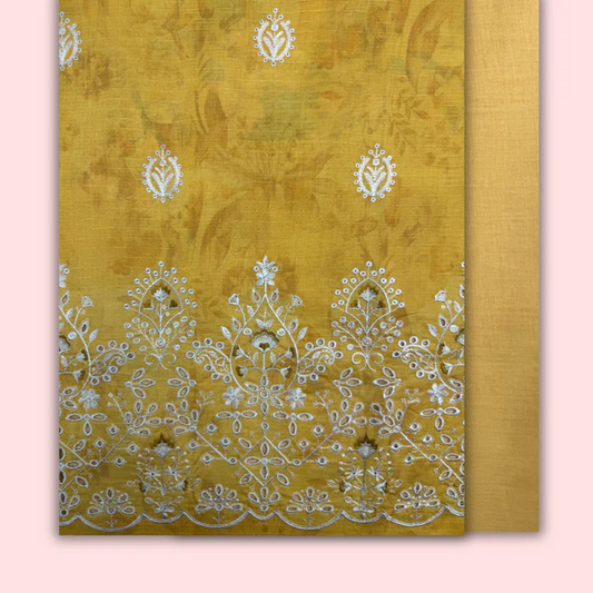 3pc Schiffli Bordered Digital Print Lawn with Voil Lawn Dupatta SBD-S25-0011