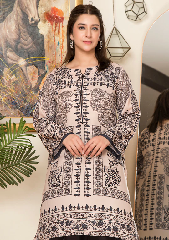 2Pc Printed Arabic Silk Lawn Set ASLS-A25-0007