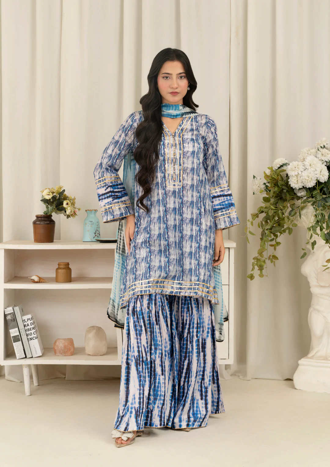 3Pc Tie&Dye Digital Print Lawn with Sharara FATAH-F25-0004