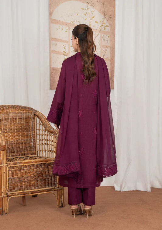 3Pc Embroidered Lawn with Embroidered Border Chiffon Dupatta JASHAN-J26-0037