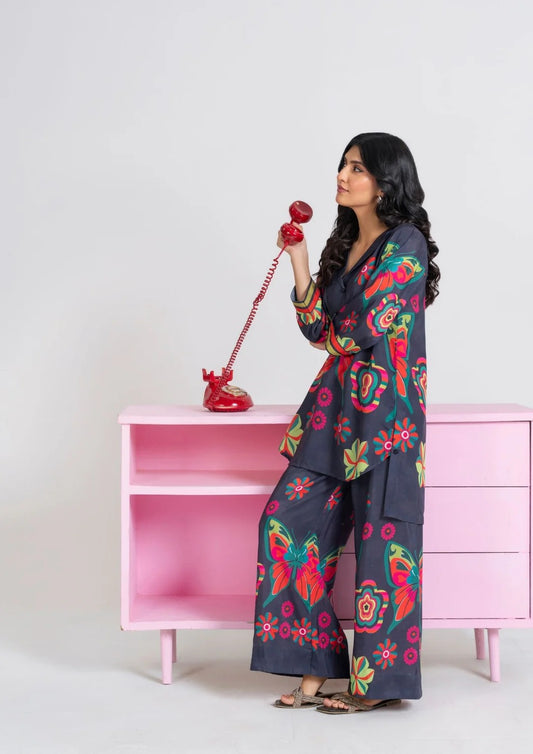 2PC Midnight Bloom Swiss Silk Set JUPITER-F25-0010