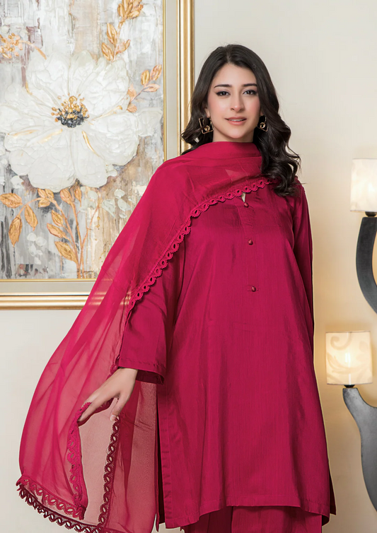 3Pc Silk Viscose with Farshi Shalwar with Chiffon Dupatta JASHAN-S25-0062