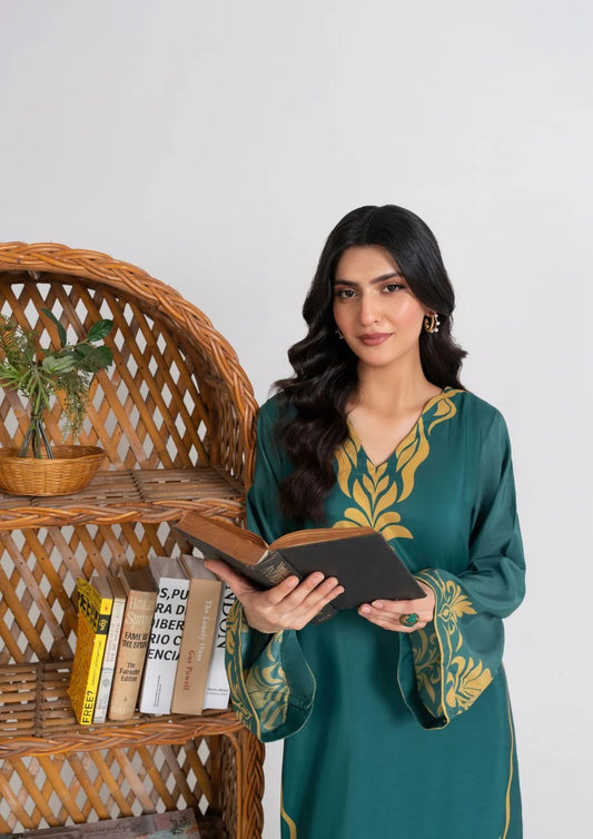 2PC Digital Print Swiss Silk Long Shirt with Trouser JUPITER-J25-0011