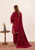 3Pc Alpine Velvet Tilla Embroidered with Velvet Shawl Maroon AFP-A25-0003 SmallMediumLargeX-Large