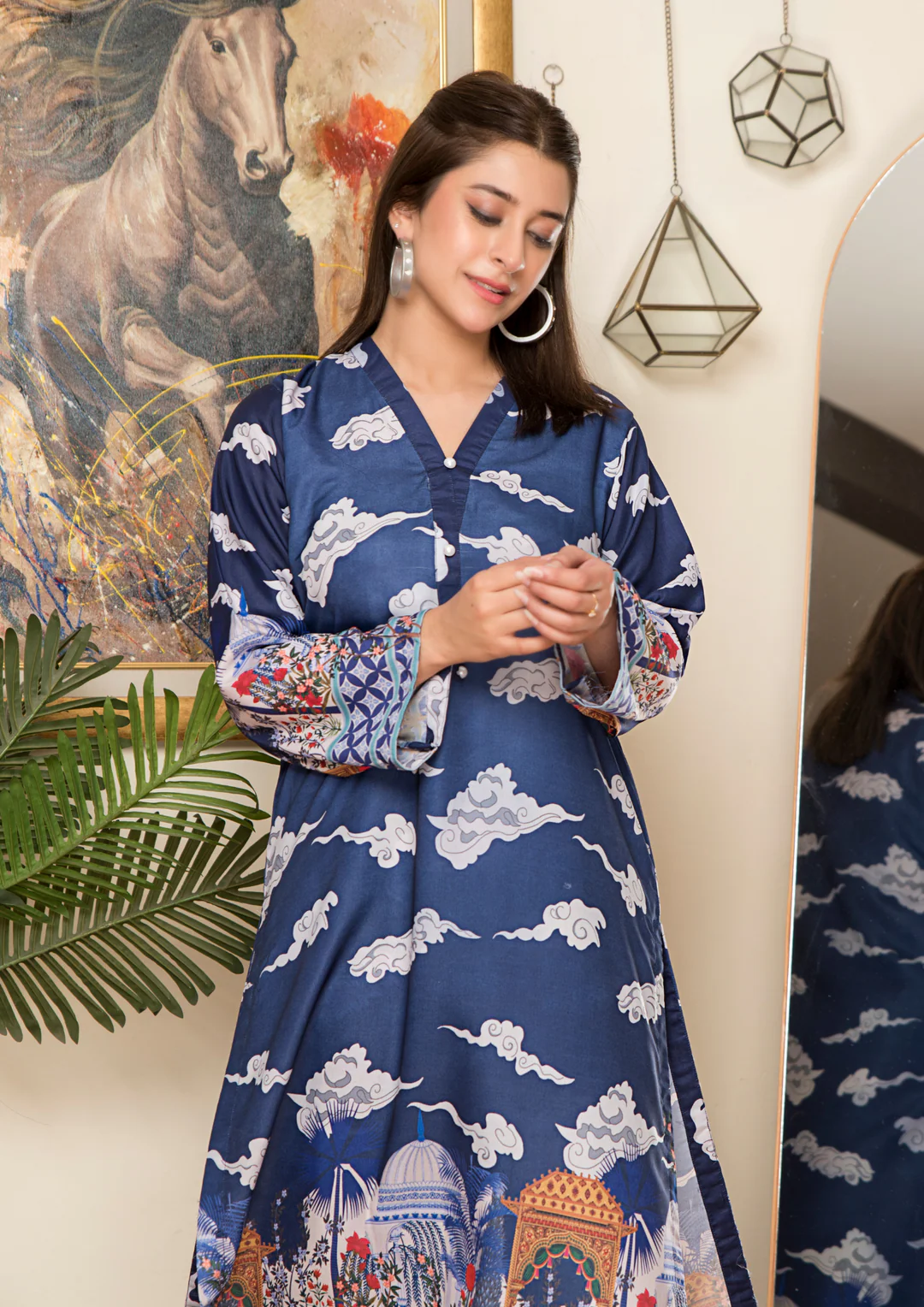 2Pc Printed Arabic Silk Lawn Set ASLS-A25-0006
