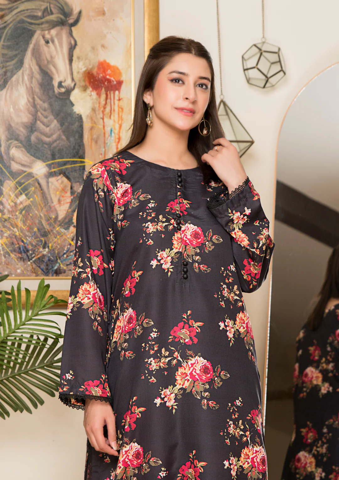 2Pc Printed Arabic Silk Lawn Set ASLS-A25-0005