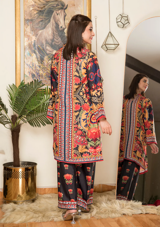 2Pc Printed Arabic Silk Lawn Set ASLS-A25-0008