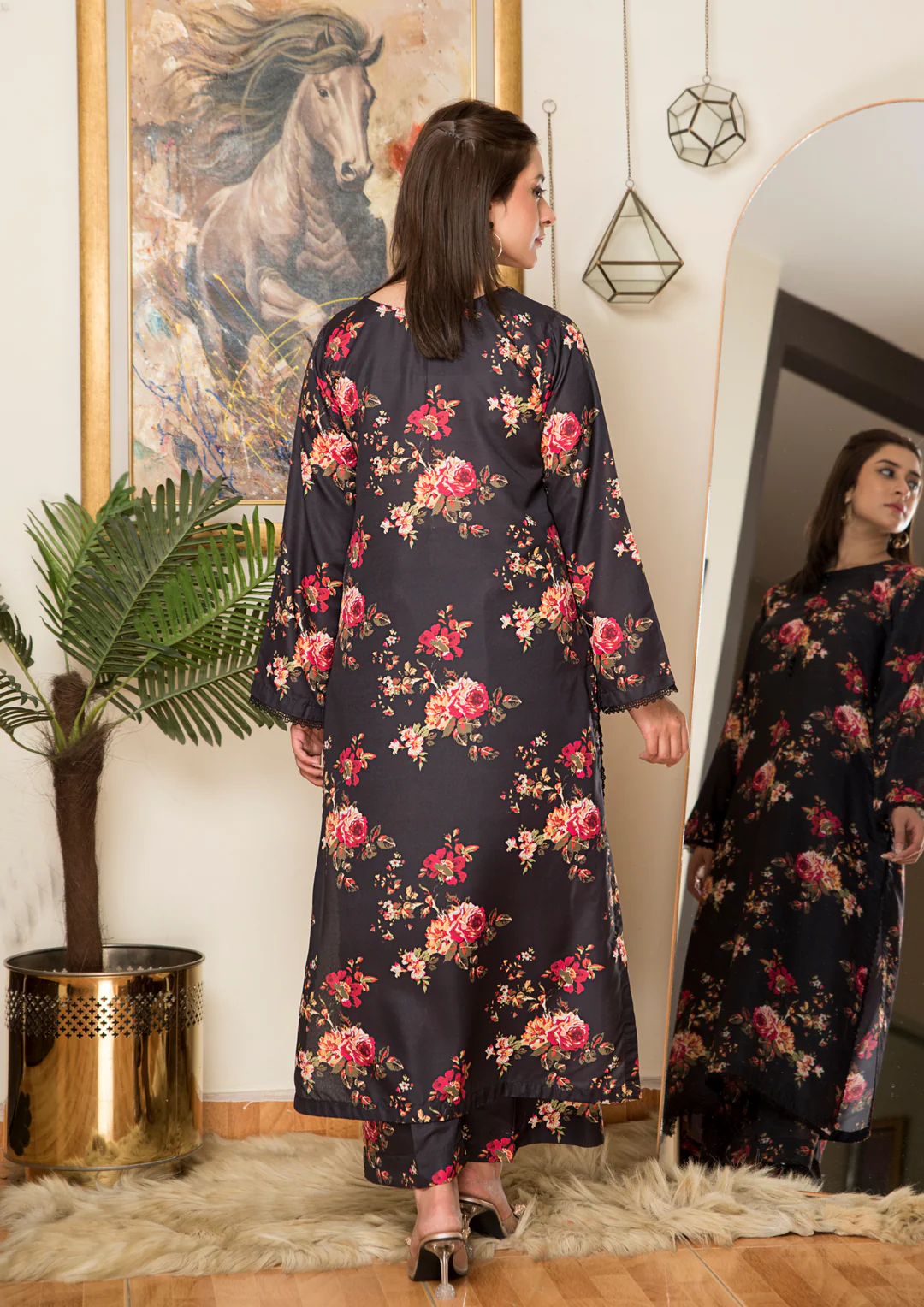 2Pc Printed Arabic Silk Lawn Set ASLS-A25-0005