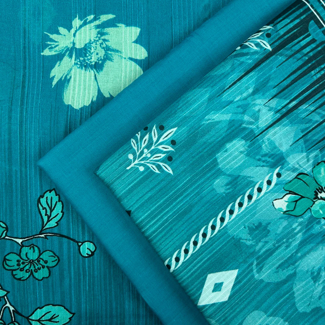 3pc Digital Printed Textured Lawn with Voil Dupatta DPLTV-S25-0008