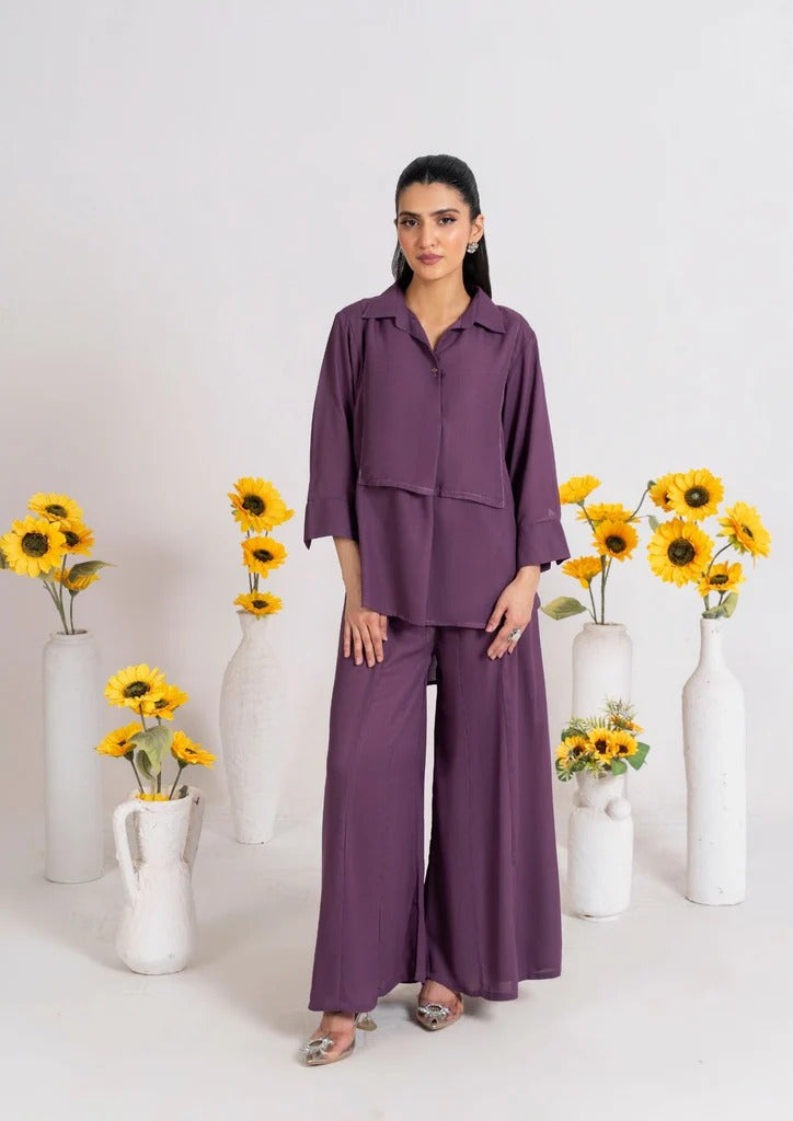 2PC Plum Charm Georgette Co-ord Set JUPITER-J25-0006