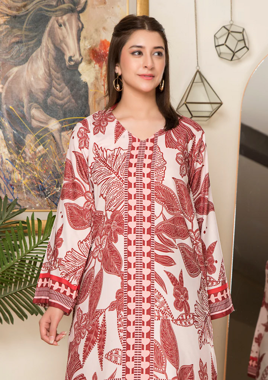 2Pc Printed Arabic Silk Lawn Set ASLS-A25-0004