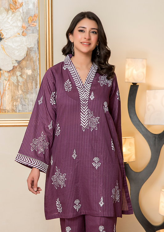 2Pc Block Printed Infinity Lawn JASHAN-S25-0061
