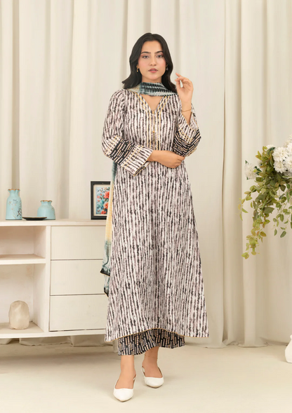 3Pc Tie&Dye Digital Print Lawn FATAH-F25-0001