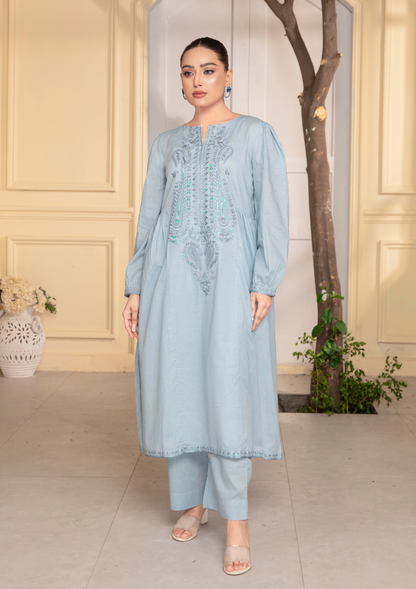 2Pc Embroidered Cotton Lawn Frock JASHAN-S25-0054