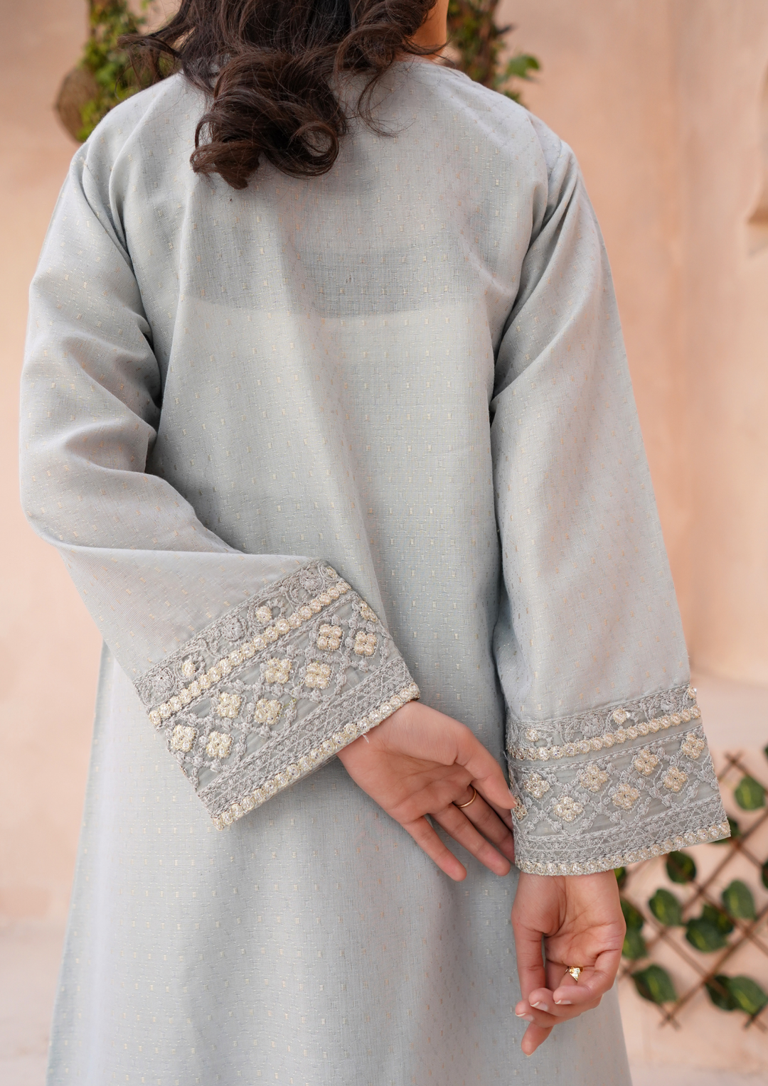 2Pc Embroidered Golden Jacquard Maisuri JASHAN-S25-0043