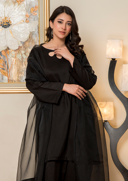 3Pc Silk Viscose with Farshi Shalwar with Organza Dupatta JASHAN-S25-0065