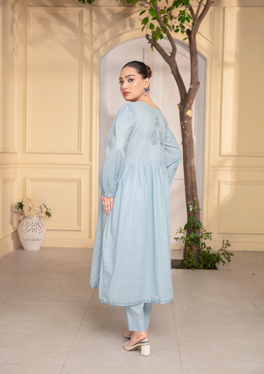 2Pc Embroidered Cotton Lawn Frock JASHAN-S25-0054