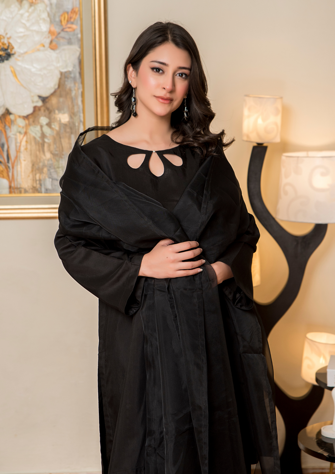 3Pc Silk Viscose with Farshi Shalwar with Organza Dupatta JASHAN-S25-0065