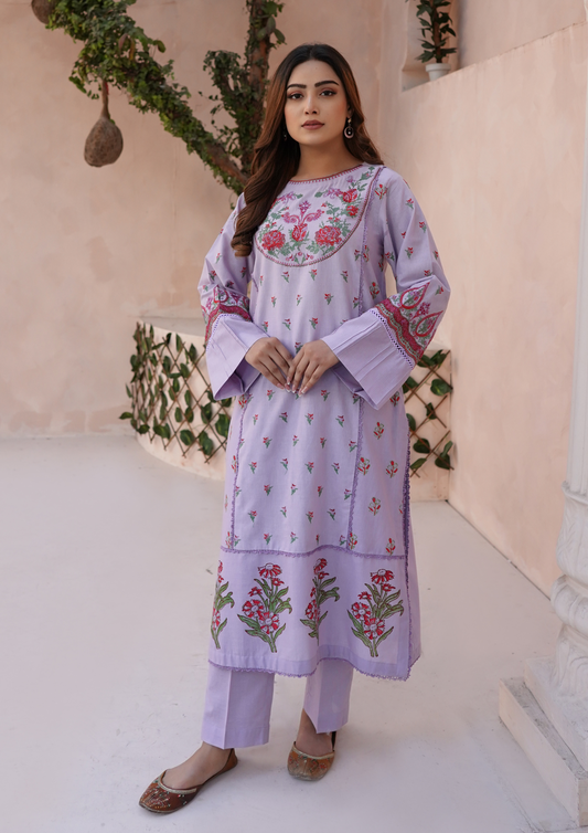 2Pc Embroidered with Block Print Rib Lawn JASHAN-S25-0045