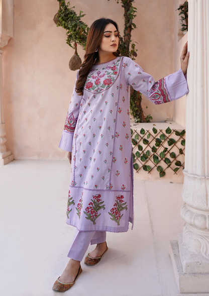 2Pc Embroidered with Block Print Rib Lawn JASHAN-S25-0045