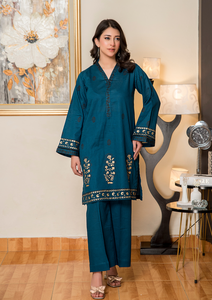 2Pc Block Printed Infinity Lawn JASHAN-S25-0060