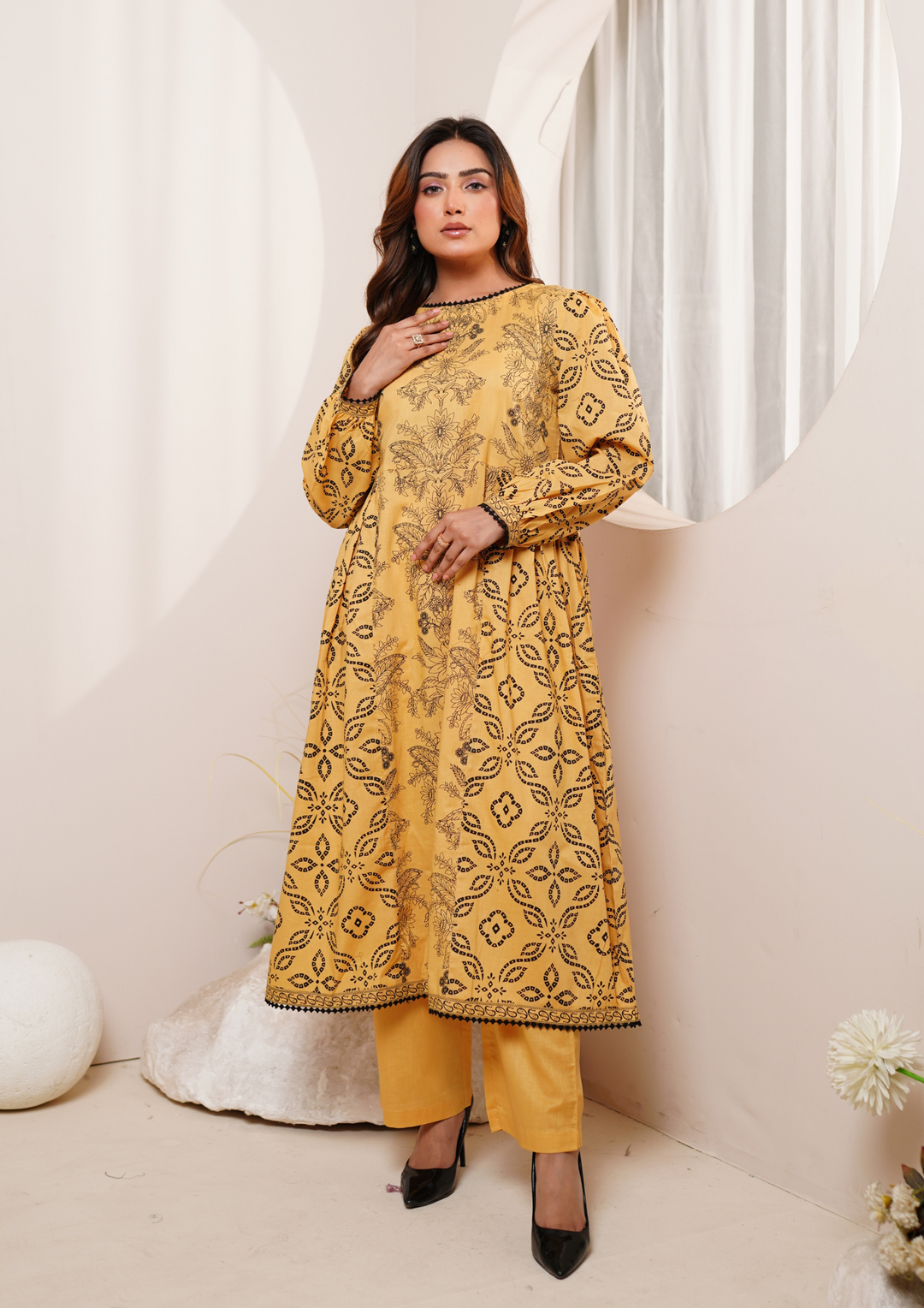 2Pc Block Print Cotton Lawn Frock JASHAN-S25-0053