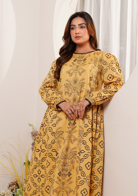 2Pc Block Print Cotton Lawn Frock JASHAN-S25-0053
