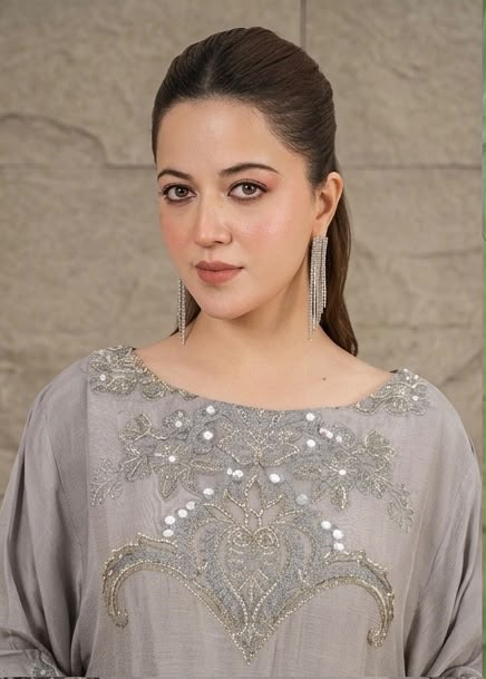 2Pc Silk Viscose Kaftan Silver JASHAN-J26-0025