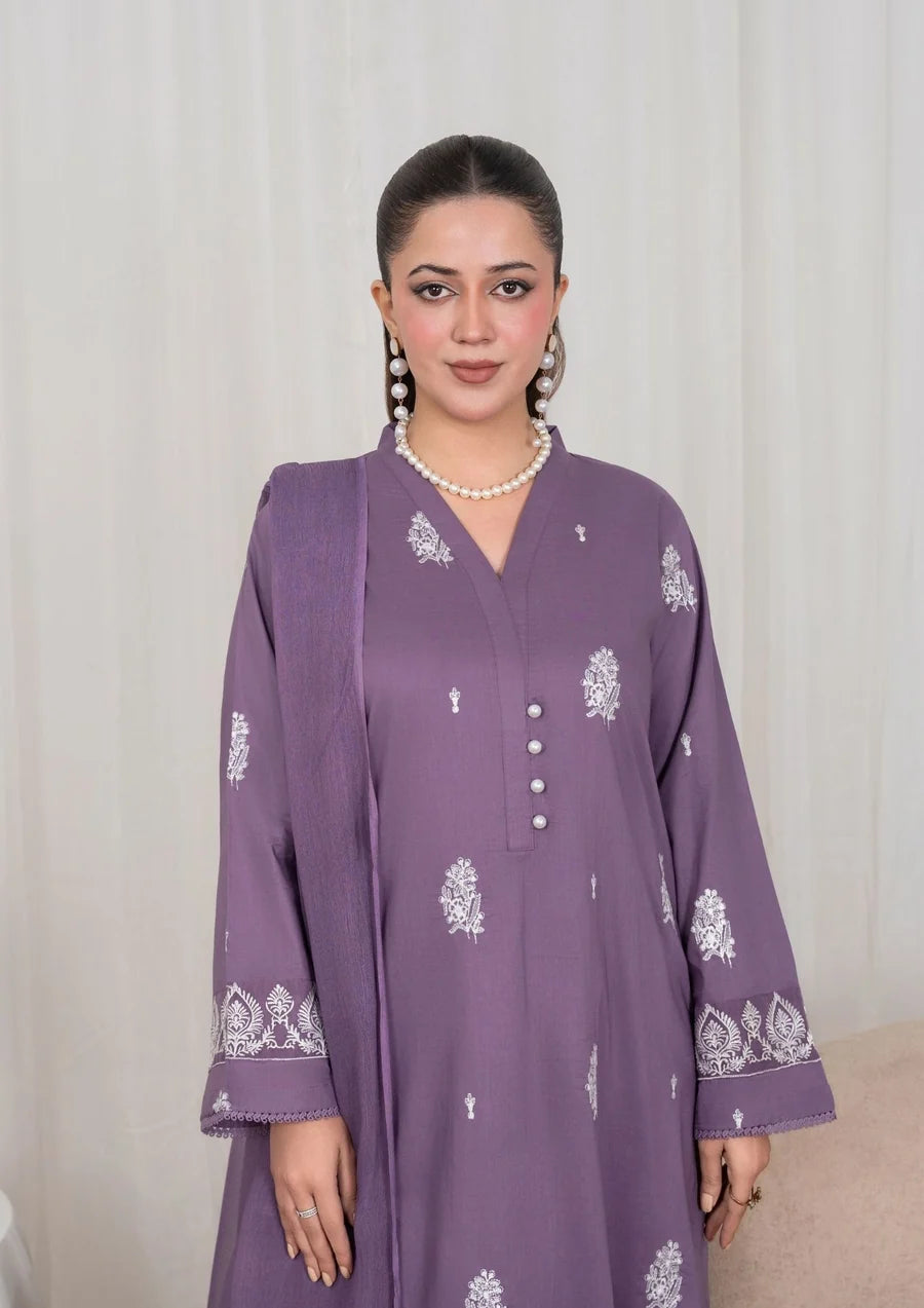 3Pc Embroidered Lawn with  Chiffon Dupatta SUM-J26-0038