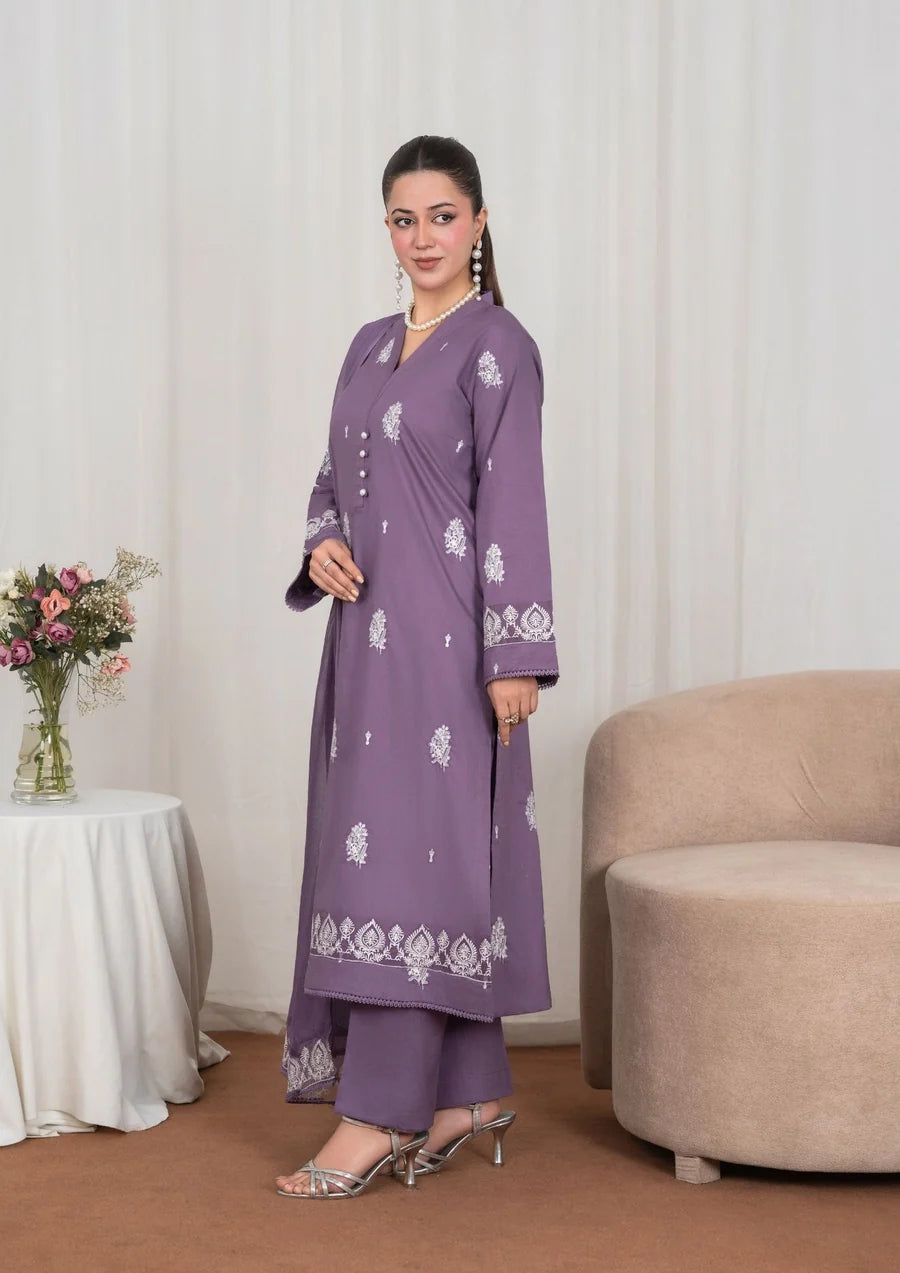 3Pc Embroidered Lawn with  Chiffon Dupatta SUM-J26-0038