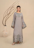 2Pc Silk Viscose Kaftan Silver LUXE-J26-0025