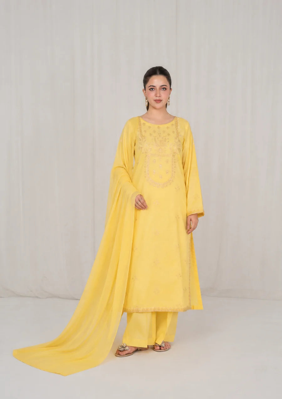 3PC LEMON EMBROIDERED LAWN RIW-R26-0046