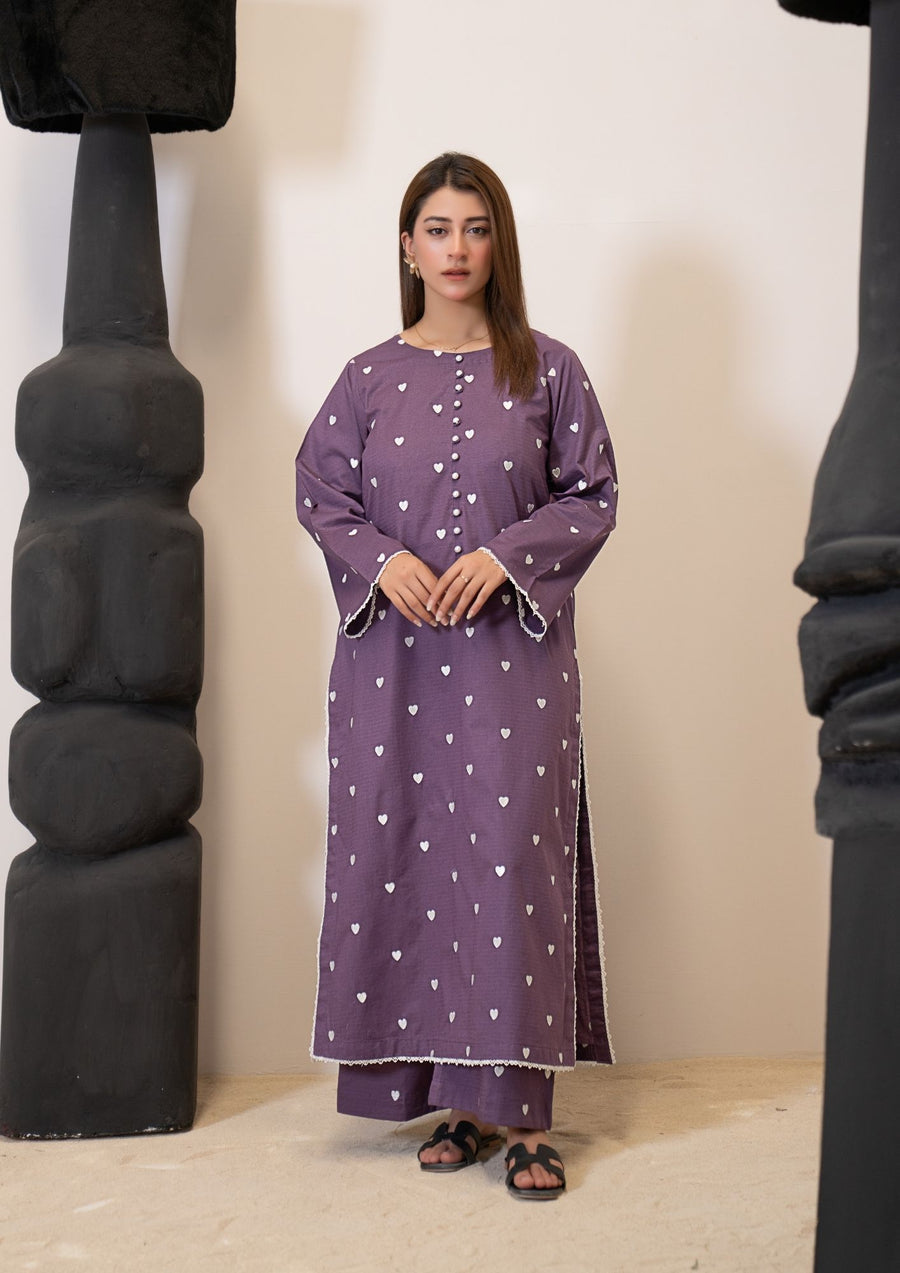 2PC EMBROIDERED LAWN PURPLE  sum-R26-0036
