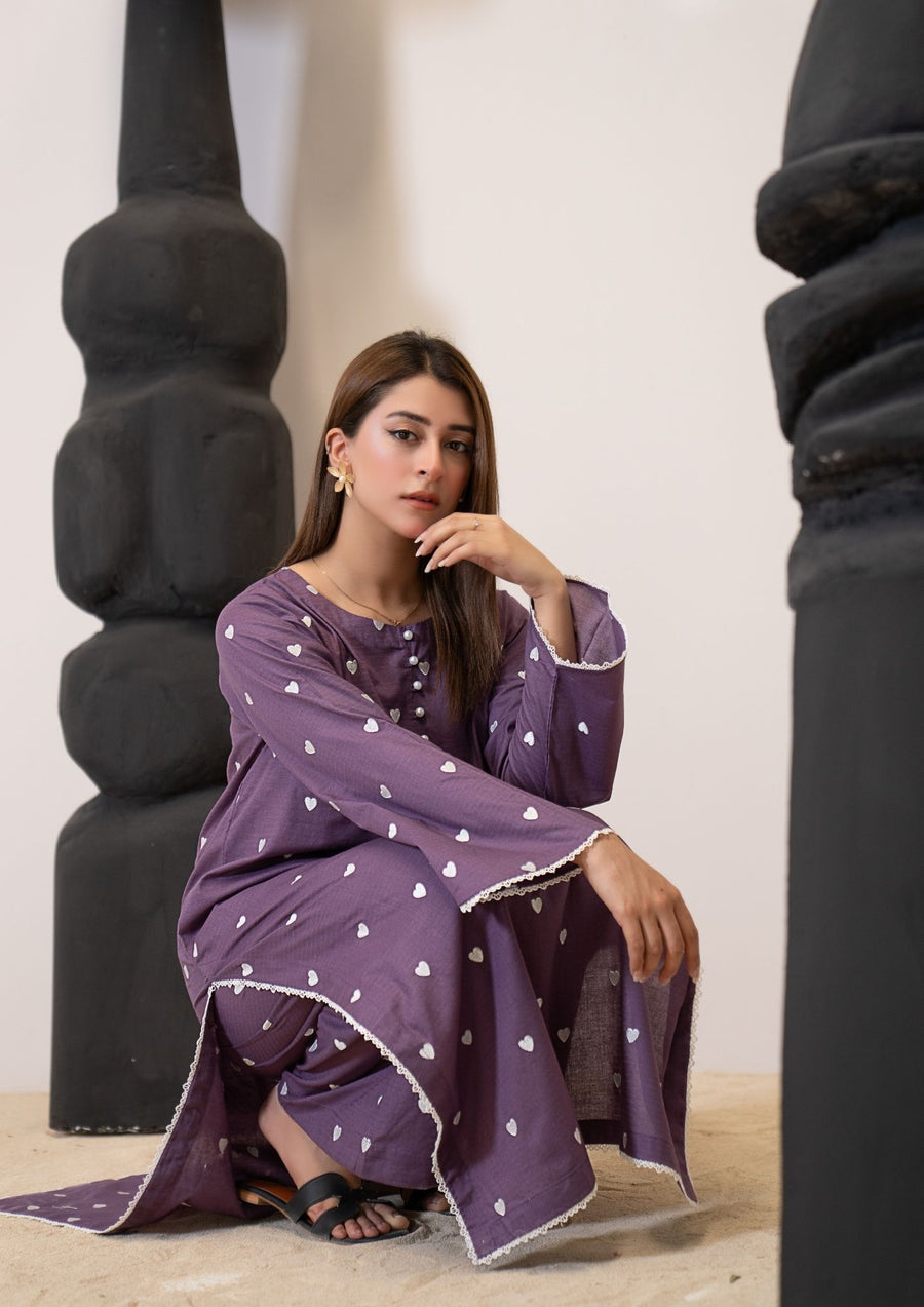2PC EMBROIDERED LAWN PURPLE  sum-R26-0036