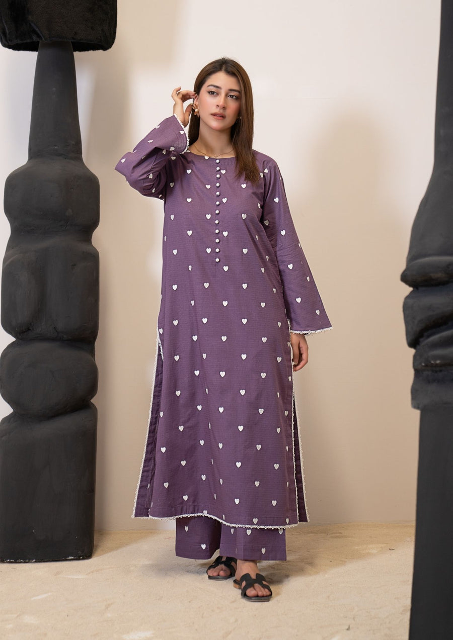 2PC EMBROIDERED LAWN PURPLE  sum-R26-0036