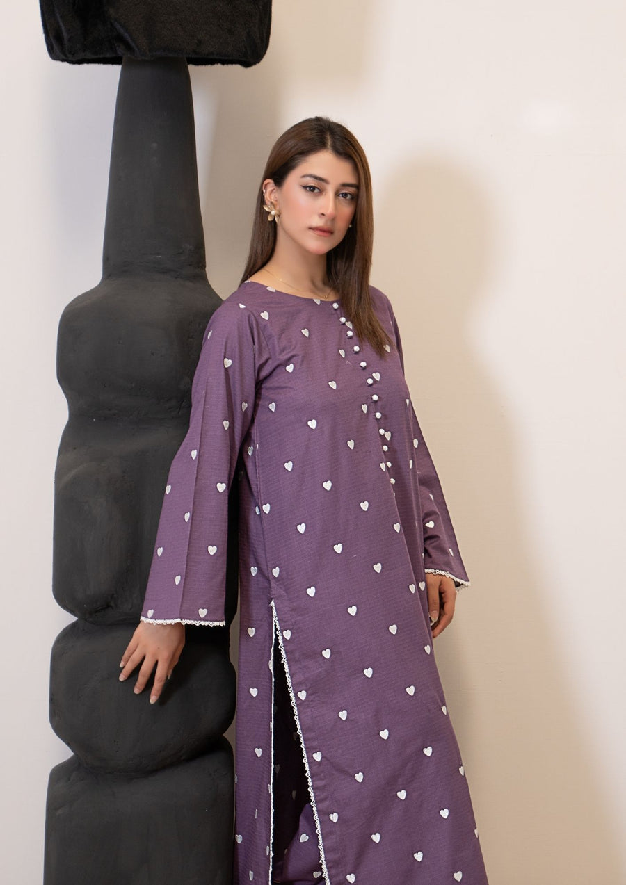 2PC EMBROIDERED LAWN PURPLE  sum-R26-0036