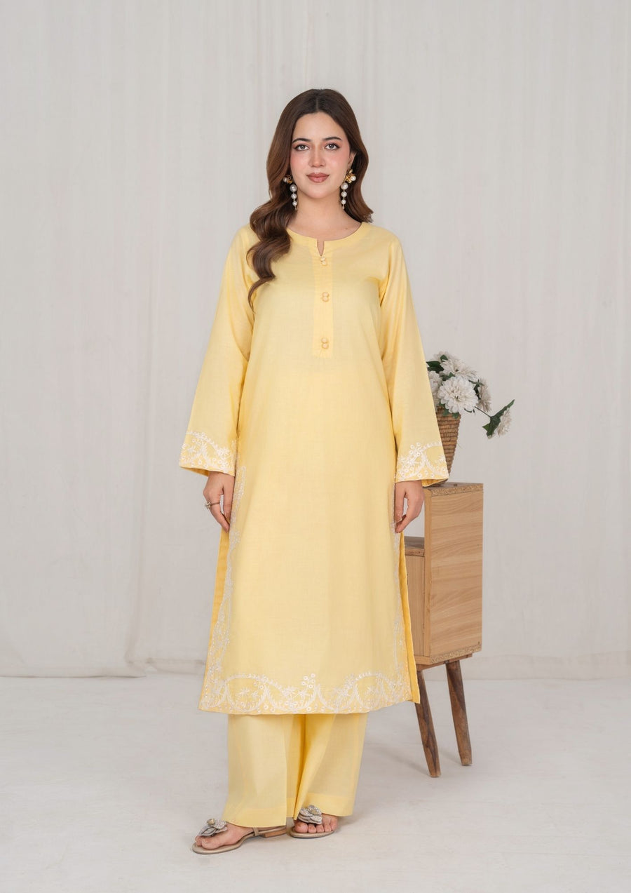 2PC LEMON EMBROIDERED LAWN SUM-R26-0018