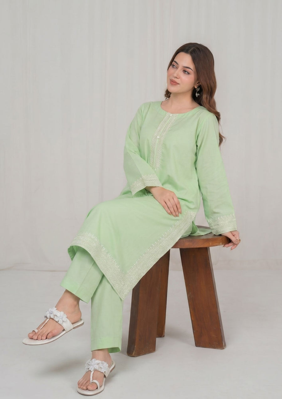 2PC MINT EMBROIDERED LAWN lUNA-R26-0022