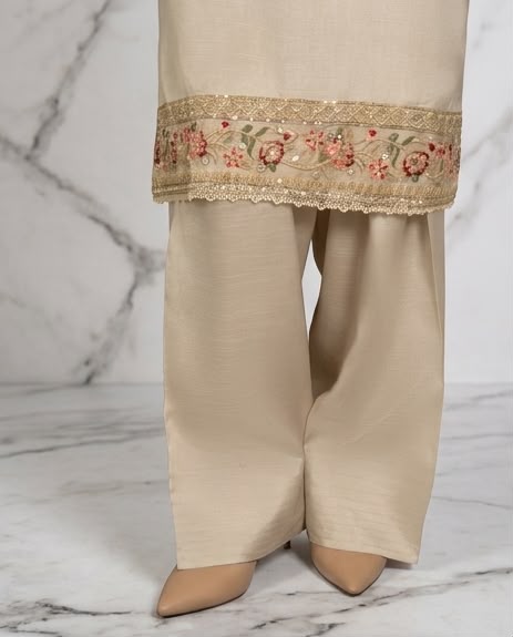 3Pc Embroidered Raw Silk with Farshi Shalwar FATAH-F25-0022