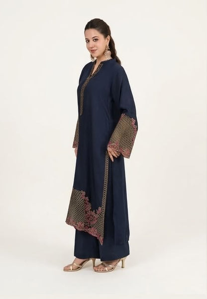 3Pc Embroidered Silk Viscose Navy JASHAN-J26-0021