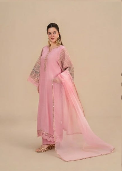 3Pc Embroidered Silk Viscose Blush Pink JASHAN-J26-0018